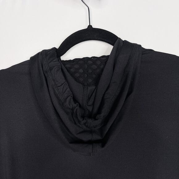 Alala Small Black Mesh Pieced Hoodie Long Sleeve Athleisure Sweatshirt Hood - Picture 7 of 10